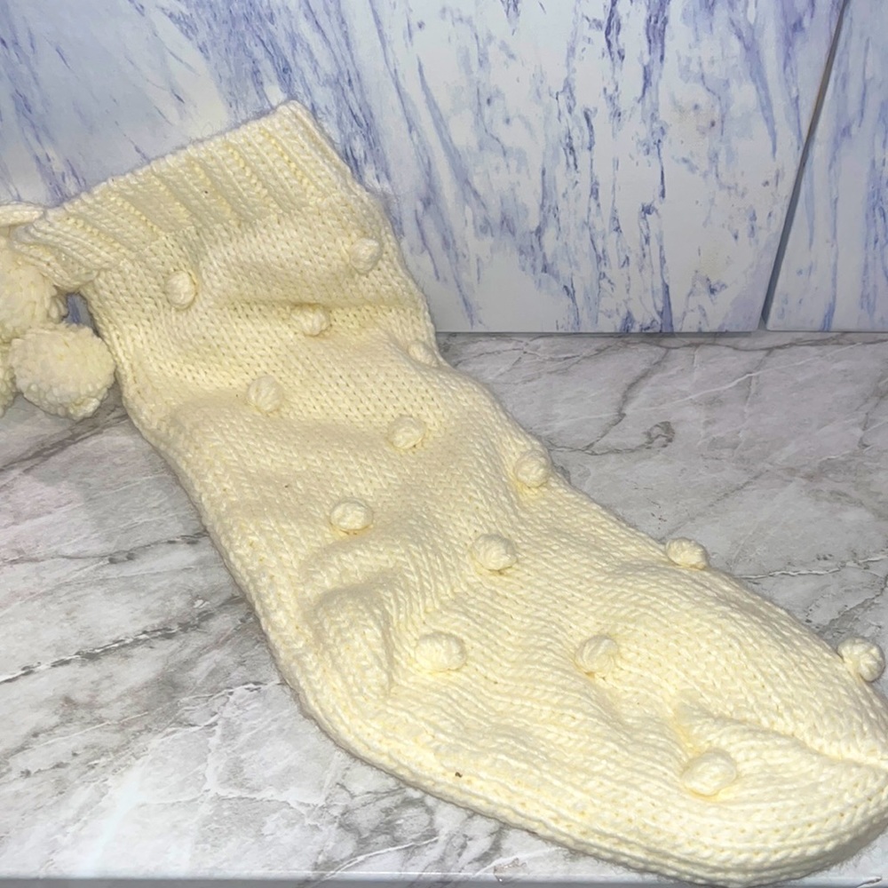 NEW Nordstrom rack cream knit pom pom stocking